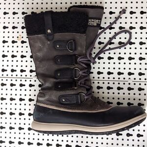 Rockport thinsulate grey leather upper lace up  tall boots size 7.5